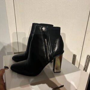 Aldo Black Ankle Boots with Silver Heel